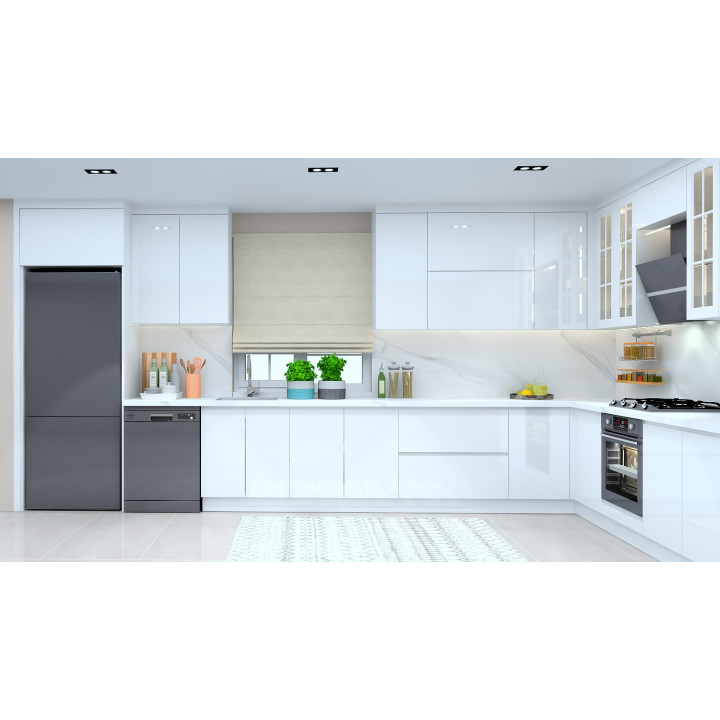 Kulpsuz Mutfak Dolabı – U Şeklinde Köşe, Mat Lake Boyalı Kapak, Modern