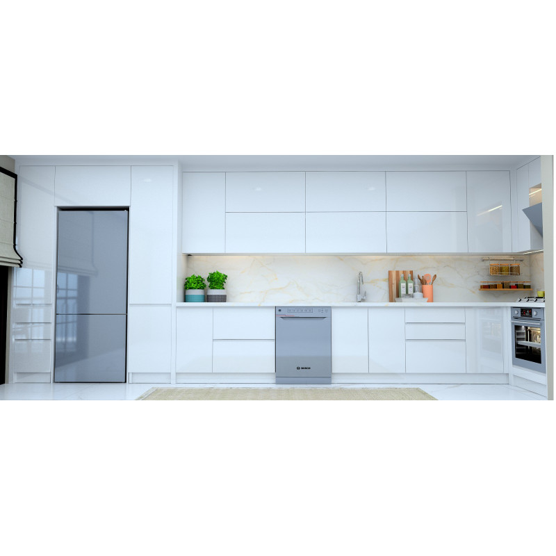 Kulpsuz Modern Mutfak Dolabı – L Şeklinde Köşe, Mat Lake Boyalı Kapak