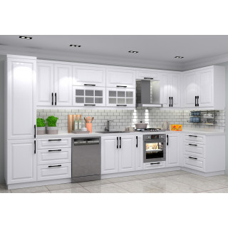 Avangard Mutfak Dolabı – L Şeklinde Köşe, Mat Lake Boyalı, Cnc İşlemeli Country