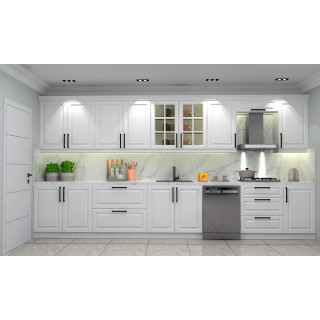 4m Avangard Mutfak Dolabı – Mat Lake Boyalı, Cnc İşlemeli Country