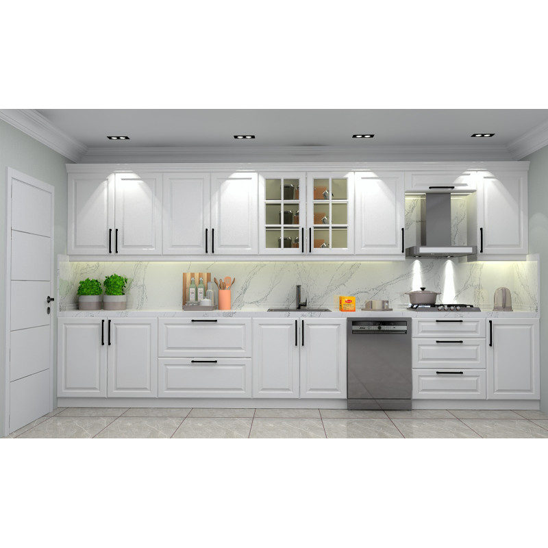 4m Avangard Mutfak Dolabı – Mat Lake Boyalı, Cnc İşlemeli Country