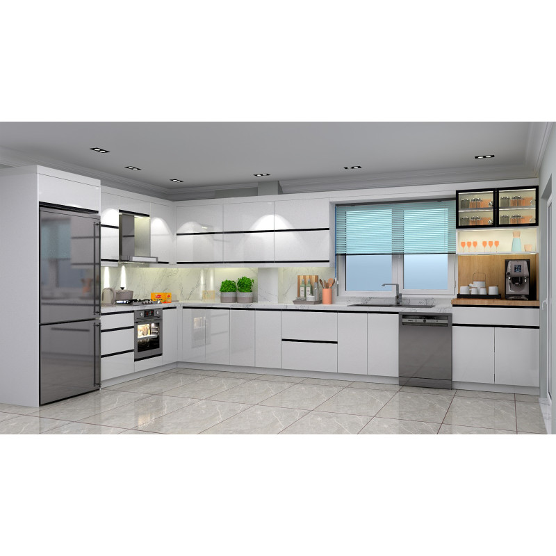 Modern High Gloss Mutfak Dolabı | Köşe L Tipi Kahve Köşesi Mini Bar Tasarım