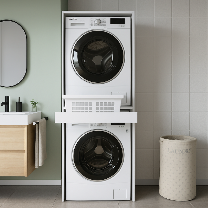 Mdf-Lam Çamaşır ve Kurutma Makinesi Dolabı - Çekmeceli Banyo Dolabı