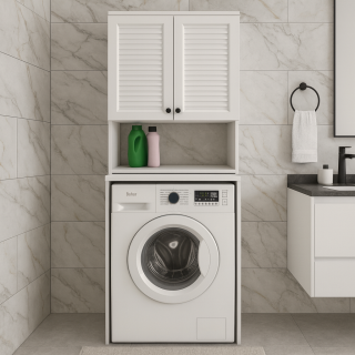 Lake Çamaşır Makinesi Dolabı - Panjur Kapaklı Banyo Dolabı