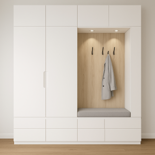 Portmanto Modeli - Askılıklı Vestiyer Dolabı Ahşap-Beyaz