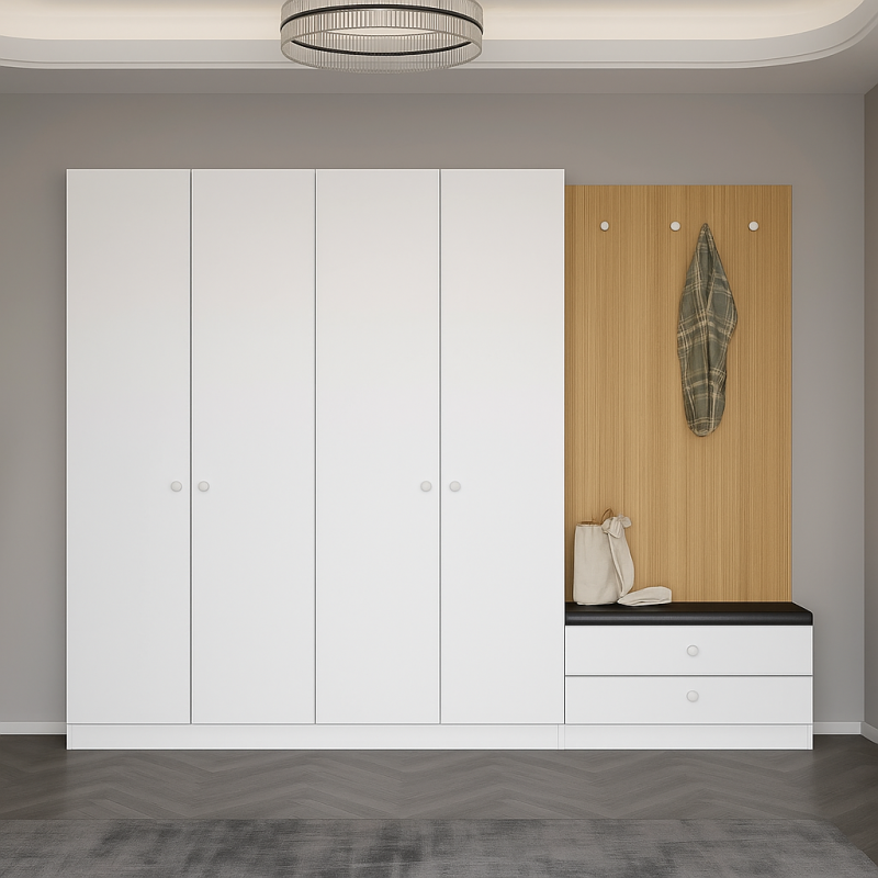 Vestiyer Dolabı Modeli | Çekmeceli Askılı Portmanto Ahşap-Beyaz