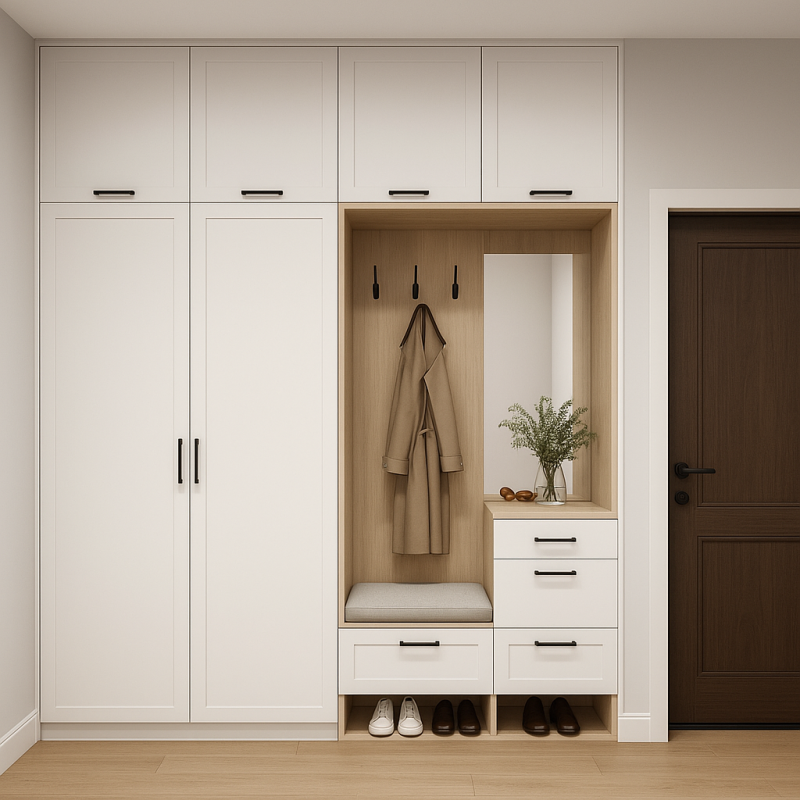 Gömme Vestiyer Dolabı | Tavana Kadar Portmanto | Çekmeceli