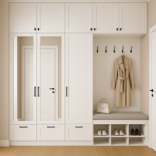 Gömme Vestiyer Dolabı | Avangard Kapaklı Model | Askılı, Aynalı Portmanto