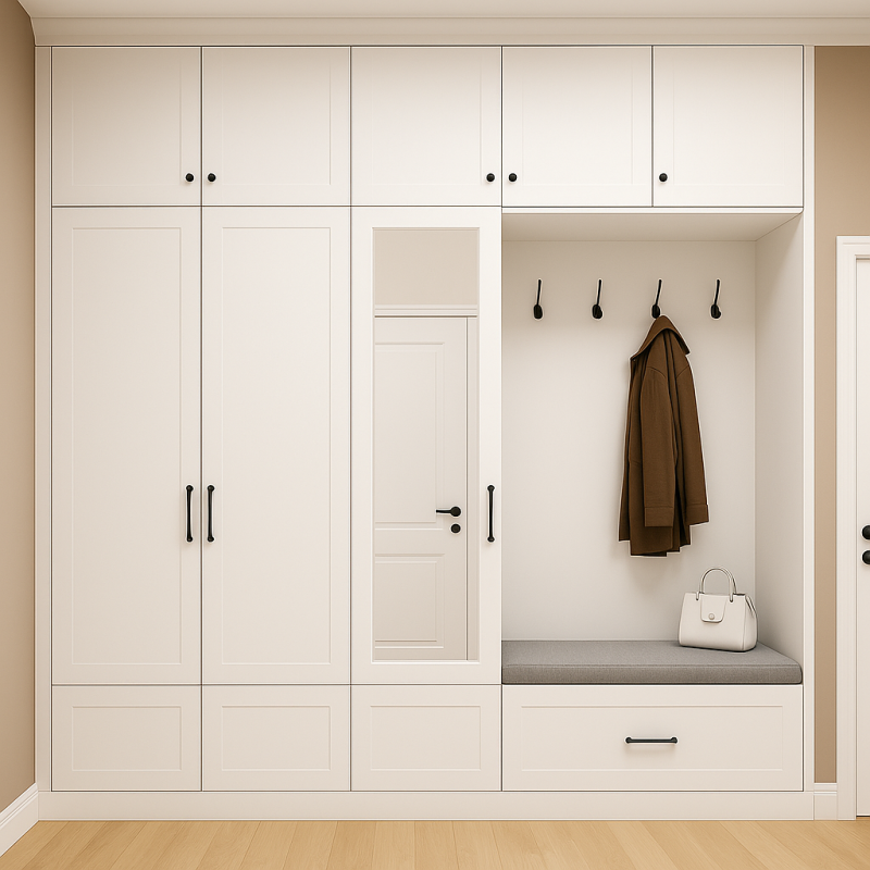 Giriş Vestiyer Dolabı | Avangard Kapaklı Model | Askılı, Aynalı Portmanto