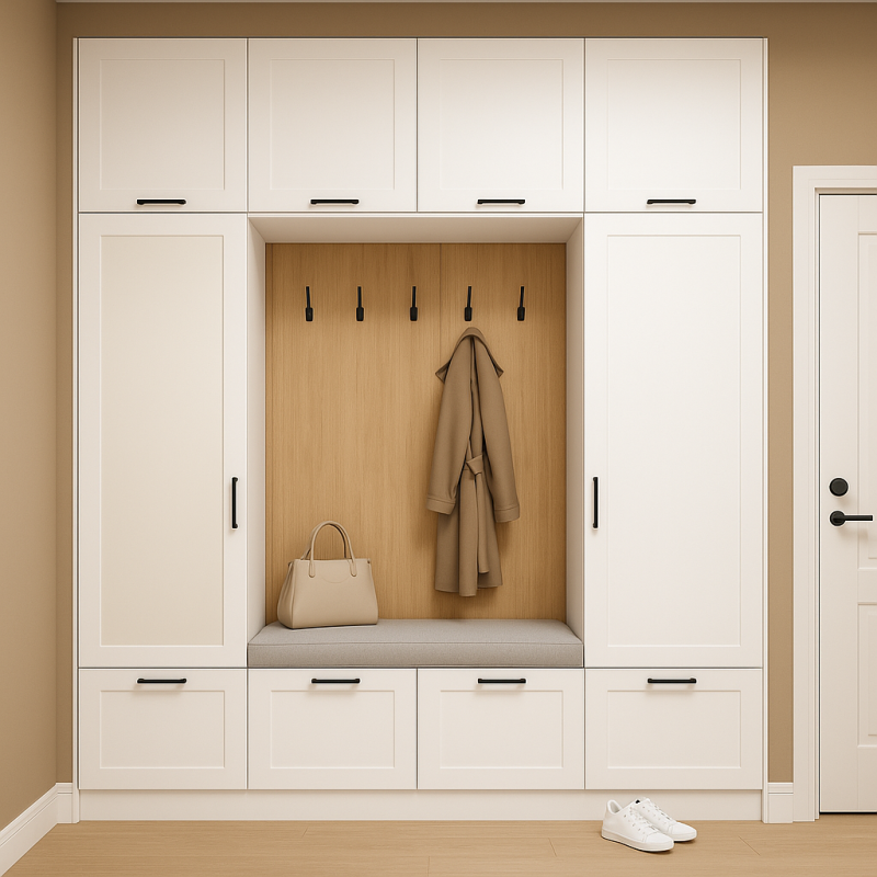 Giriş Vestiyer Dolabı | Cnc İşleme Kapaklı Model | Askılı Portmanto