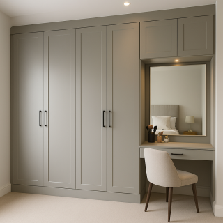 Gardırop Elbise Dolabı Aynalı Dresuarlı Model 4 Kapaklı Makyaj Masalı GD0108 Modeli