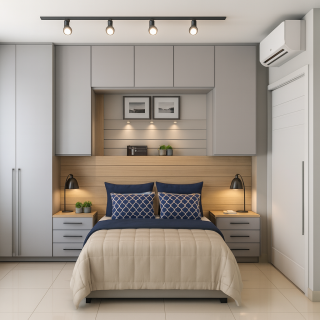 Yatak Üst Dolabı BY092 Modeli - Füme Mat Lak Kulpsuz Kapaklı Tasarım