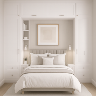 Yatak Üstü Gardırop BY103 Modeli - Beyaz Lake Boya Kapaklı Tasarım