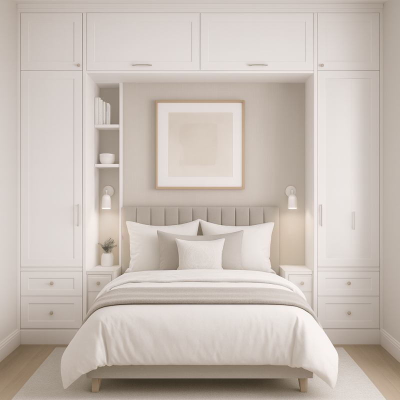 Yatak Üstü Gardırop BY103 Modeli - Beyaz Lake Boya Kapaklı Tasarım