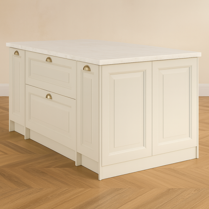 DA020 Mutfak Adası - Lake Boyalı Cnc İşlemeli Rustik Kapak