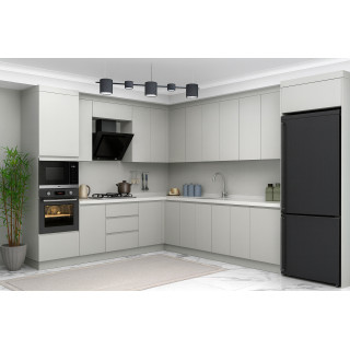 Modern Mutfak Dolabı - Köşe L Tipi Tasarım, Gri Mat Lak Kapak