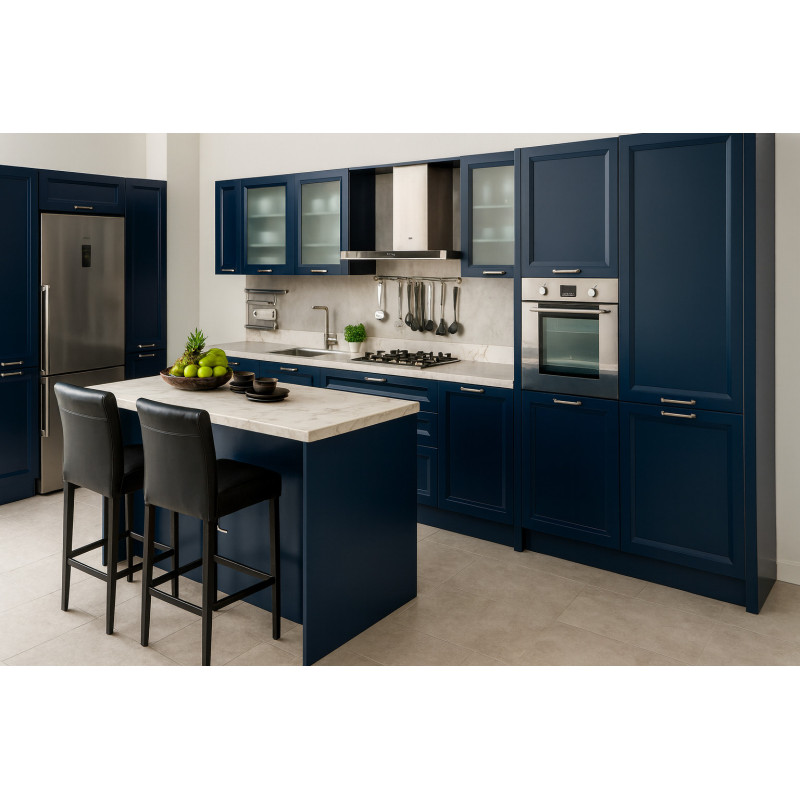 Bodrum Mutfak Dolabı – Köşe L Tipi , CNC İşlemeli Rustik Model, Beyaz Renk