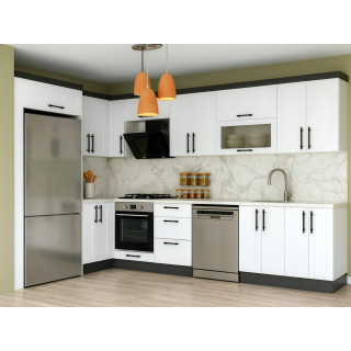 Köşe Mutfak Dolabı – L Şeklinde, Kulplu Beyaz Mdf-Lam Kapak