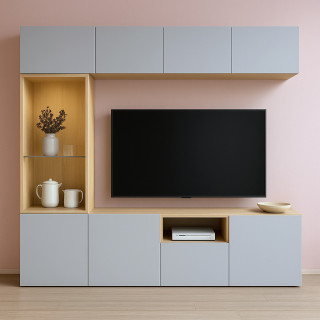 Tv Ünitesi BT161 Modeli, Kulpsuz Kapak, Saklama Dolaplı Seri