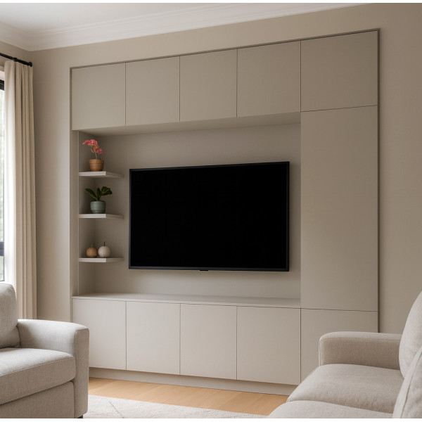 Gömme Tv Ünitesi BT163 Modeli, Kulpsuz Kapak, Saklama Dolaplı Seri